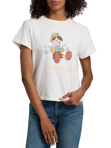 RE/DONE Women's Pinocchio Cotton-Blend Crewneck T-Shirt - Vintage White - Size Large | Thumbnail 3
