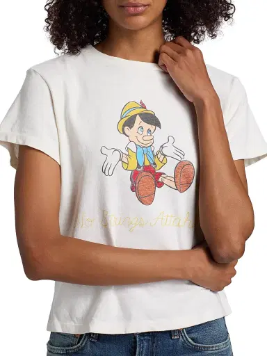 RE/DONE Women's Pinocchio Cotton-Blend Crewneck T-Shirt - Vintage White - Size Large | Thumbnail 6