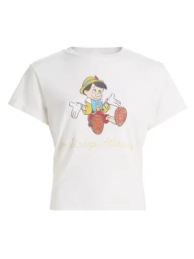 RE/DONE Women's Pinocchio Cotton-Blend Crewneck T-Shirt - Vintage White - Size Large | Thumbnail 1