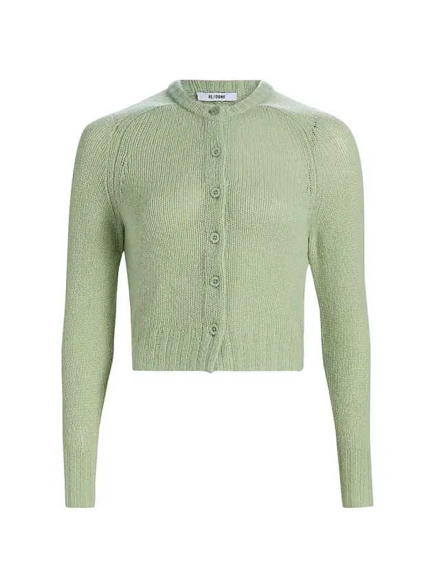 Re/done Women's Cashmere Slim-Fit Crop Cardigan - Melon