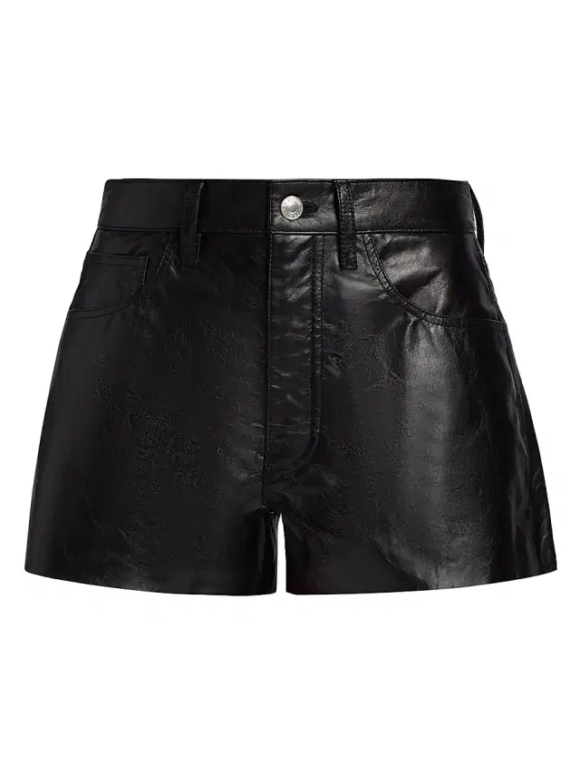 Women's Leather A-Line Shorts - Black