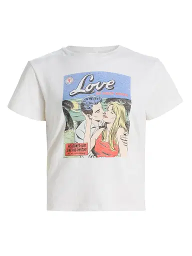RE/DONE Women's Graphic Cotton T-Shirt - Vintage White - Size Large | Thumbnail 1 RE/DONE Women's Graphic Cotton T-Shirt - Vintage White - Size Large | Thumbnail 1