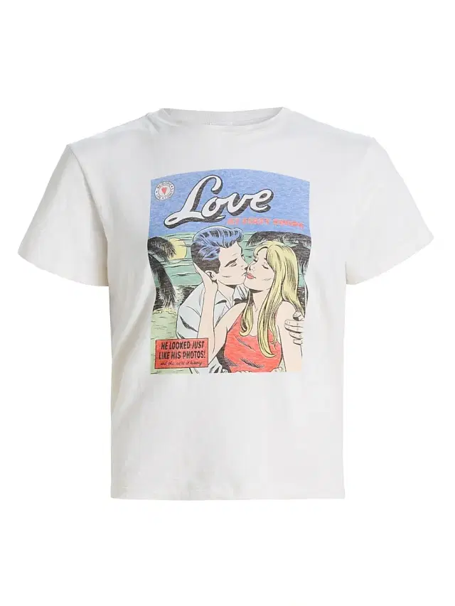 Re/done Women's Graphic Cotton T-Shirt - Vintage White