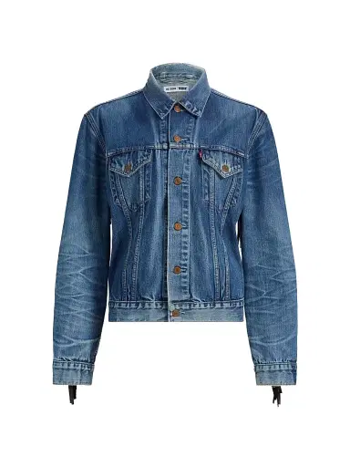 RE/DONE Women's Re/done x Levi's Fringe-Trim Denim Trucker Jacket - Indigo | Thumbnail 1
