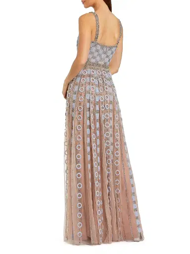 Mac Duggal Women's Petite Embellished Tulle Eyelet A-Line Gown - Powder Blue Petite 12 | Thumbnail 2