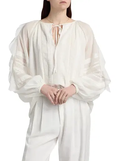 Ramy Brook Women's Tamara Ruffled Cotton Top - White - Size XL | Thumbnail 3 Ramy Brook Women's Tamara Ruffled Cotton Top - White - Size XL | Thumbnail 3