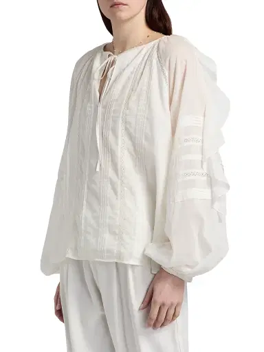 Ramy Brook Women's Tamara Ruffled Cotton Top - White - Size XL | Thumbnail 4 Ramy Brook Women's Tamara Ruffled Cotton Top - White - Size XL | Thumbnail 4