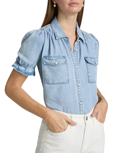 Generation Love Women's Minella Denim Shirt - Light Blue - Size Large | Thumbnail 6