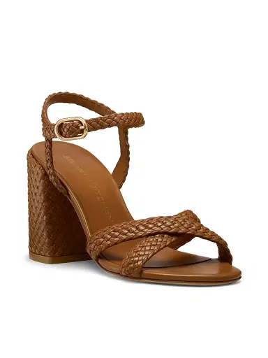 Stuart Weitzman Women's Alyssa 85MM Woven Leather Block-Heel Sandals - Boho Tan | Thumbnail 2