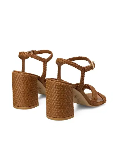 Stuart Weitzman Women's Alyssa 85MM Woven Leather Block-Heel Sandals - Boho Tan | Thumbnail 3