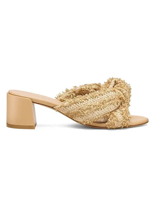Stuart Weitzman Women's Soplaya 50MM Woven Block-Heel Slip-On Sandals - Natural