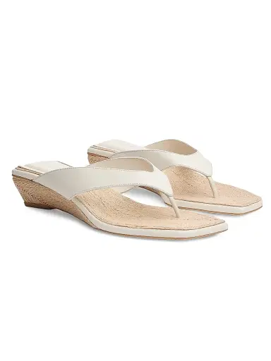 rag & bone Women's Jo Leather Thong Wedge Sandals - Antique White | Thumbnail 3