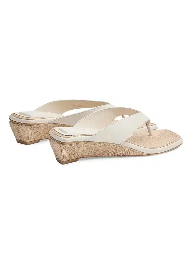 rag & bone Women's Jo Leather Thong Wedge Sandals - Antique White | Thumbnail 4