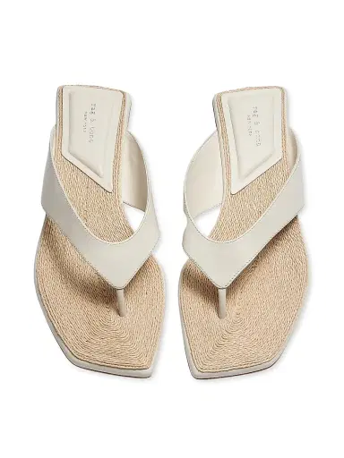 rag & bone Women's Jo Leather Thong Wedge Sandals - Antique White | Thumbnail 5