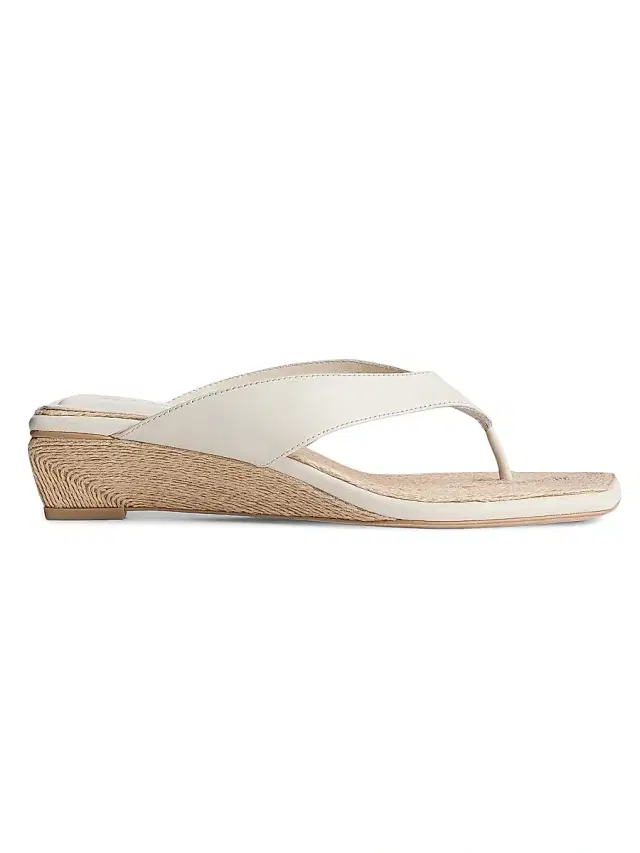 rag & bone Women's Jo Leather Thong Wedge Sandals - Antique White