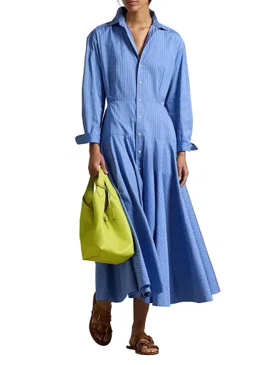 Polo Ralph Lauren Women's Verity Striped Cotton Shirtdress - Blue Red | Thumbnail 2 Polo Ralph Lauren Women's Verity Striped Cotton Shirtdress - Blue Red | Thumbnail 2