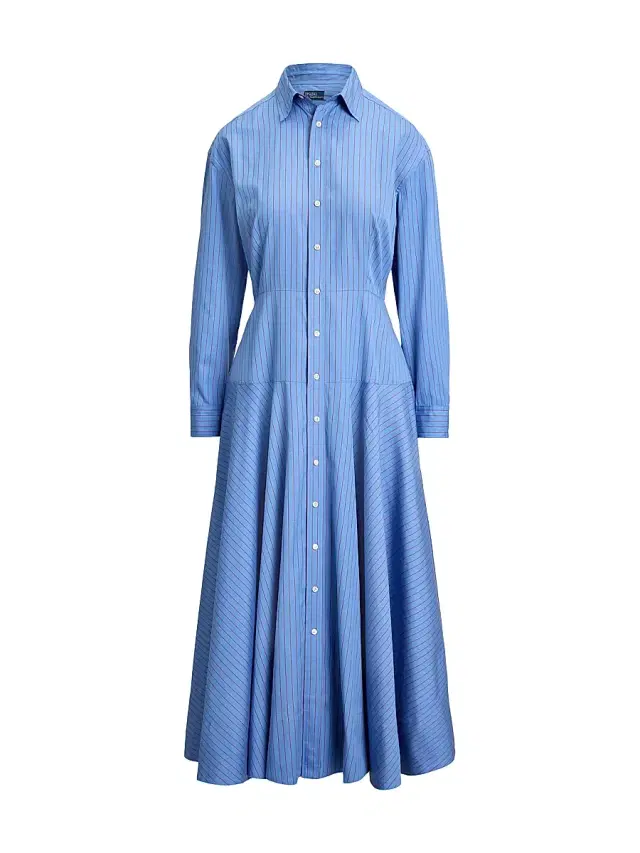 Polo Ralph Lauren Women's Verity Striped Cotton Shirtdress - Blue Red