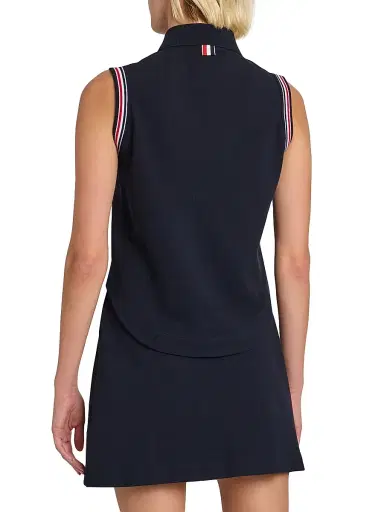 Thom Browne Women's Striped Trim Cotton Sleeveless Shirt | Thumbnail 5 Thom Browne Women's Striped Trim Cotton Sleeveless Shirt | Thumbnail 5