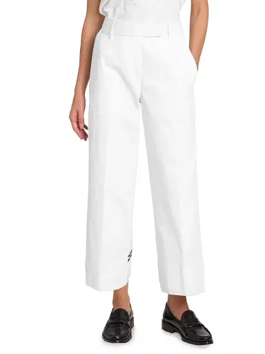 Thom Browne Women's Cotton Gabardine Crop Trousers - White - Size 8 | Thumbnail 3 Thom Browne Women's Cotton Gabardine Crop Trousers - White - Size 8 | Thumbnail 3