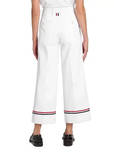 Thom Browne Women's Cotton Gabardine Crop Trousers - White - Size 8 | Thumbnail 5 Thom Browne Women's Cotton Gabardine Crop Trousers - White - Size 8 | Thumbnail 5