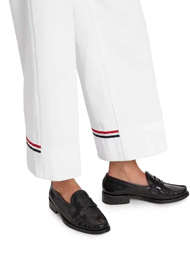Thom Browne Women's Cotton Gabardine Crop Trousers - White - Size 8 | Thumbnail 6 Thom Browne Women's Cotton Gabardine Crop Trousers - White - Size 8 | Thumbnail 6