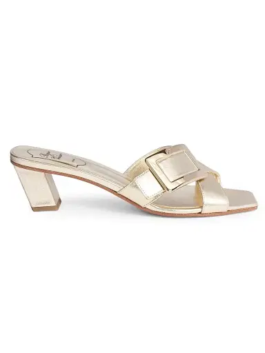 Roger Vivier Women's 45MM Metallic Leather Mules - Oro Chiaro - Size 7 | Thumbnail 1 Roger Vivier Women's 45MM Metallic Leather Mules - Oro Chiaro - Size 7 | Thumbnail 1