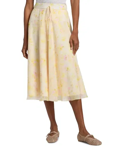 Kika Vargas Women's Shei Peony Chiffon Midi-Skirt - Yellow | Thumbnail 3 Kika Vargas Women's Shei Peony Chiffon Midi-Skirt - Yellow | Thumbnail 3
