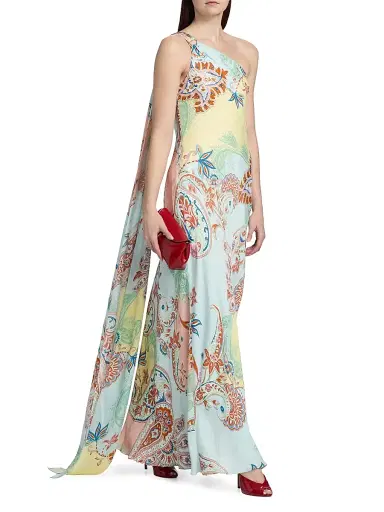 Hemant & Nandita Women's One-Shoulder Sash Paisley Maxi Dress | Thumbnail 2 Hemant & Nandita Women's One-Shoulder Sash Paisley Maxi Dress | Thumbnail 2