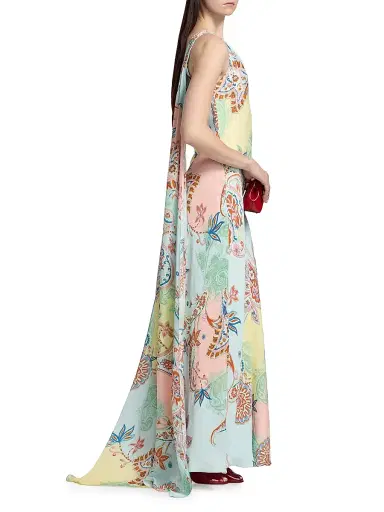 Hemant & Nandita Women's One-Shoulder Sash Paisley Maxi Dress | Thumbnail 4 Hemant & Nandita Women's One-Shoulder Sash Paisley Maxi Dress | Thumbnail 4