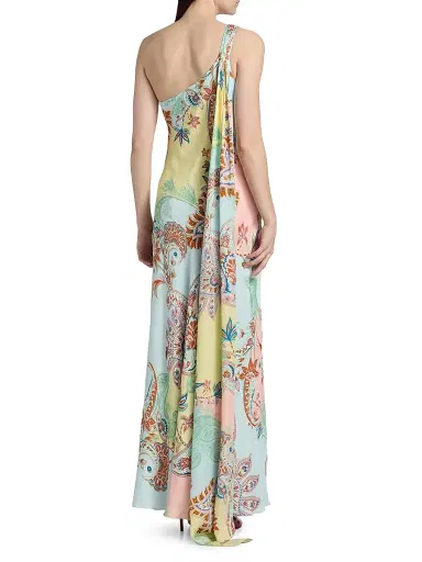 Hemant & Nandita Women's One-Shoulder Sash Paisley Maxi Dress | Thumbnail 5 Hemant & Nandita Women's One-Shoulder Sash Paisley Maxi Dress | Thumbnail 5