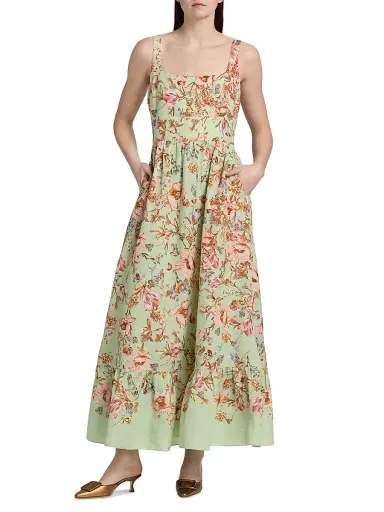 Hemant & Nandita Women's Floral Corset Linen-Cotton Maxi Dress | Thumbnail 2