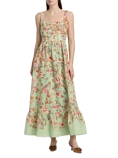 Hemant & Nandita Women's Floral Corset Linen-Cotton Maxi Dress | Thumbnail 3