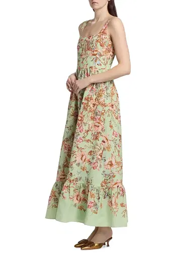 Hemant & Nandita Women's Floral Corset Linen-Cotton Maxi Dress | Thumbnail 4