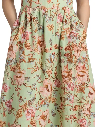 Hemant & Nandita Women's Floral Corset Linen-Cotton Maxi Dress | Thumbnail 6