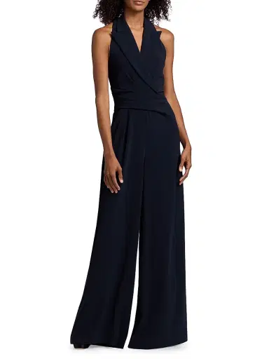 Talbot Runhof Women's Halter Cady Wide-Leg Jumpsuit - Midnight - Size 2 | Thumbnail 3