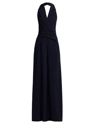 Talbot Runhof Women's Halter Cady Wide-Leg Jumpsuit - Midnight - Size 2 | Thumbnail 1
