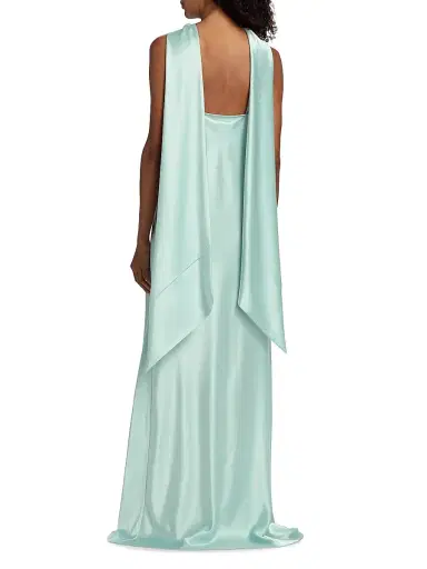 Talbot Runhof Women's Satin Scarf Column Gown - Azur - Size 12 | Thumbnail 5