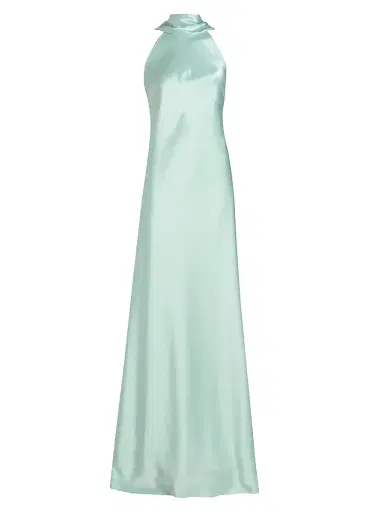 Talbot Runhof Women's Satin Scarf Column Gown - Azur - Size 12 | Thumbnail 1