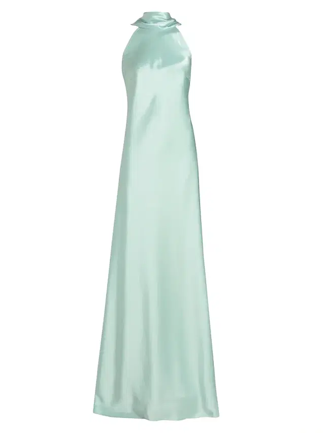 Talbot Runhof Women's Satin Scarf Column Gown - Azur
