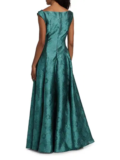 Talbot Runhof Women's Floral Jacquard A-Line Gown - Bay - Size 14 | Thumbnail 5