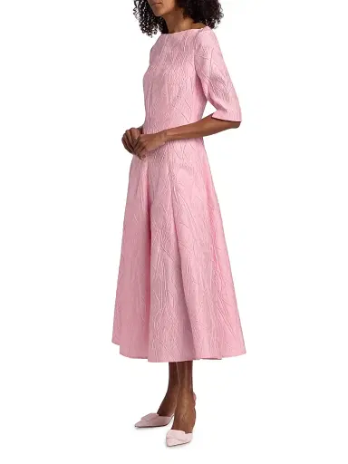 Talbot Runhof Women's Textured Jacqaurd Tea-Length Cocktail Dress - Rosa - Size 12 | Thumbnail 4 Talbot Runhof Women's Textured Jacqaurd Tea-Length Cocktail Dress - Rosa - Size 12 | Thumbnail 4