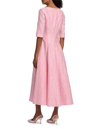 Talbot Runhof Women's Textured Jacqaurd Tea-Length Cocktail Dress - Rosa - Size 12 | Thumbnail 5 Talbot Runhof Women's Textured Jacqaurd Tea-Length Cocktail Dress - Rosa - Size 12 | Thumbnail 5
