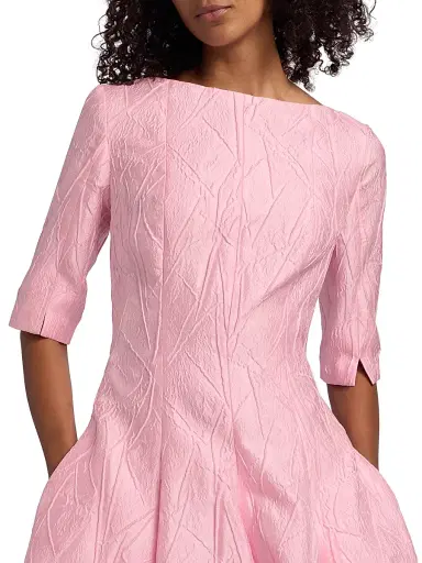 Talbot Runhof Women's Textured Jacqaurd Tea-Length Cocktail Dress - Rosa - Size 12 | Thumbnail 6 Talbot Runhof Women's Textured Jacqaurd Tea-Length Cocktail Dress - Rosa - Size 12 | Thumbnail 6