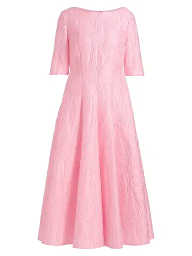 Talbot Runhof Women's Textured Jacqaurd Tea-Length Cocktail Dress - Rosa - Size 12 | Thumbnail 1 Talbot Runhof Women's Textured Jacqaurd Tea-Length Cocktail Dress - Rosa - Size 12 | Thumbnail 1
