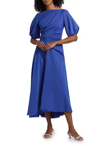 Talbot Runhof Women's Wrapped Cotton-Blend Cocktail Dress - Periwinkle - Size 14 | Thumbnail 2