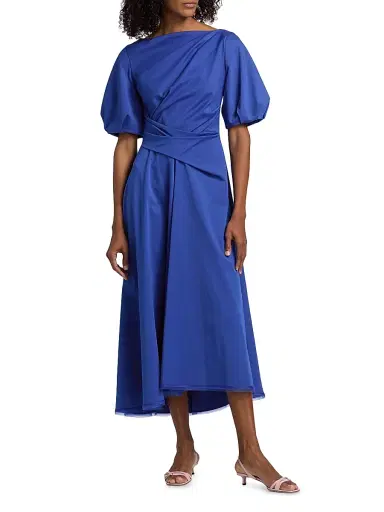 Talbot Runhof Women's Wrapped Cotton-Blend Cocktail Dress - Periwinkle - Size 14 | Thumbnail 3