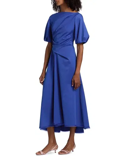 Talbot Runhof Women's Wrapped Cotton-Blend Cocktail Dress - Periwinkle - Size 14 | Thumbnail 4