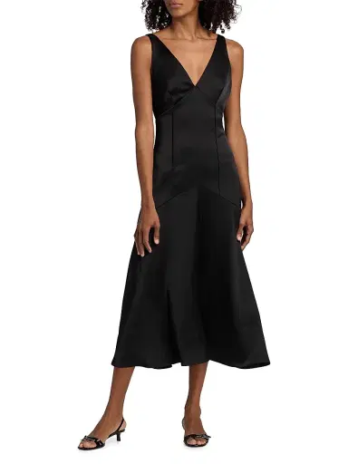 Kika Vargas Women's Lotte A-Line Midi-Dress - Black - Size 12 | Thumbnail 2