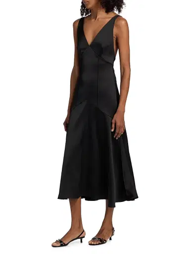 Kika Vargas Women's Lotte A-Line Midi-Dress - Black - Size 12 | Thumbnail 4