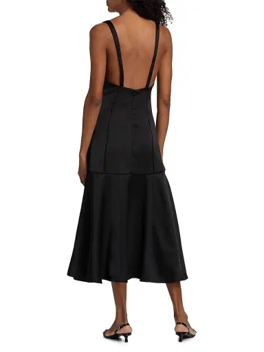 Kika Vargas Women's Lotte A-Line Midi-Dress - Black - Size 12 | Thumbnail 5